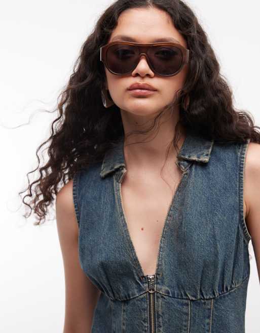 COLLUSION zip up denim shirt in grunge wash - part of a set, 3 of 4