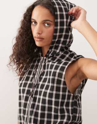Collusion Zip Up Hooded Top In Multi