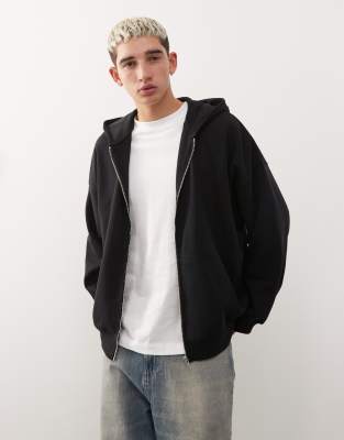 Collusion Zip Up Hoodie In Black