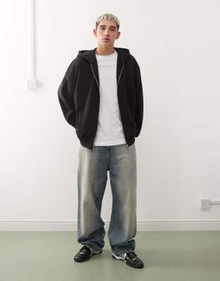 Collusion Zip Up Hoodie In Black