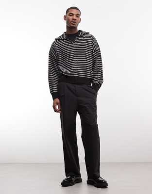 Collusion Zip Up Knit Boxy Hoodie In Multi