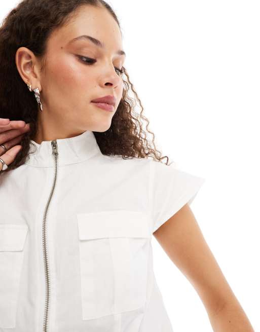 COLLUSION zip utility top in white - part of a set | ASOS