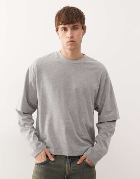 COLLUSION – Zweilagiges T-Shirt in Grau meliert - view 1