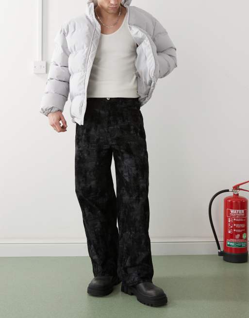 COLLUSON - Jeans ampi con stampa mimetica floccata multicolore