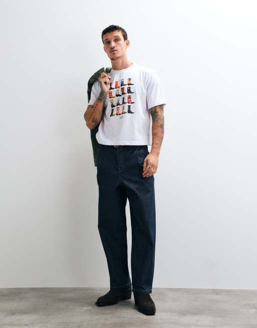 Colt boxy fit western suited & booted t-shirt in white, 4 of 5
