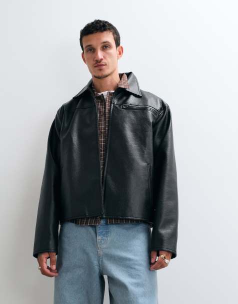 Colt bully giacca in pelle sintetica con zip in nero vintage - view 1