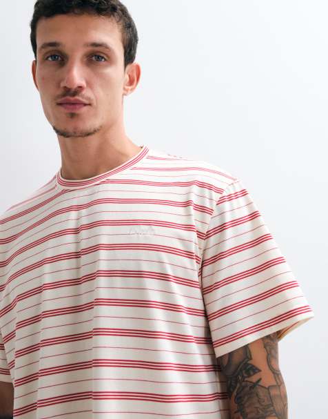 Colt camiseta marinera de corte boxy en crudo y rayas rojas - view 1