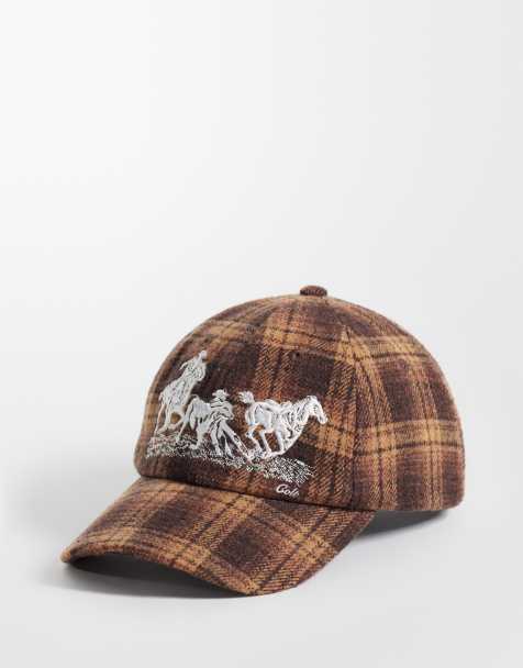 Colt cattle run 5 panel cap in brown plaid - view 1