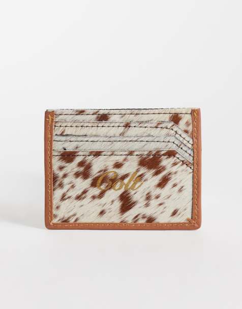 Colt leather cowhide unique print cardholder in brown - view 1