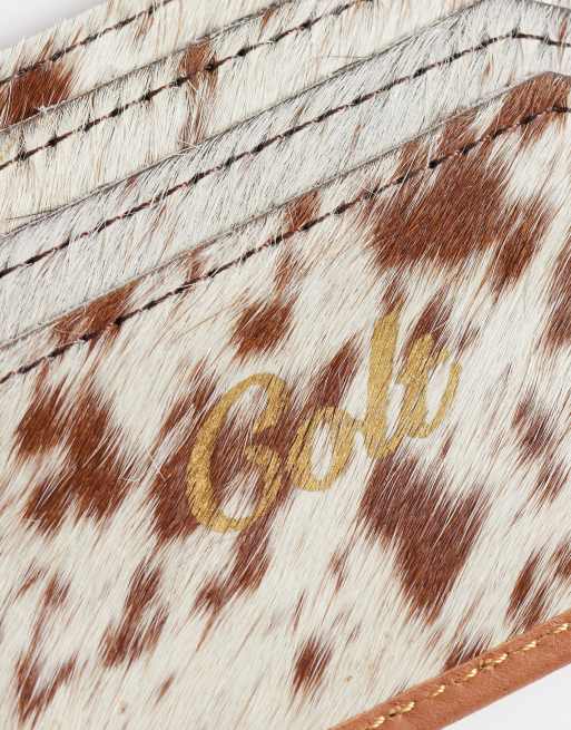 Colt leather cowhide unique print cardholder in brown, 2 of 3