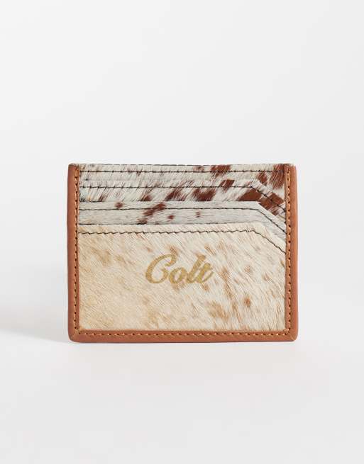 Colt leather cowhide unique print cardholder in brown, 3 of 3