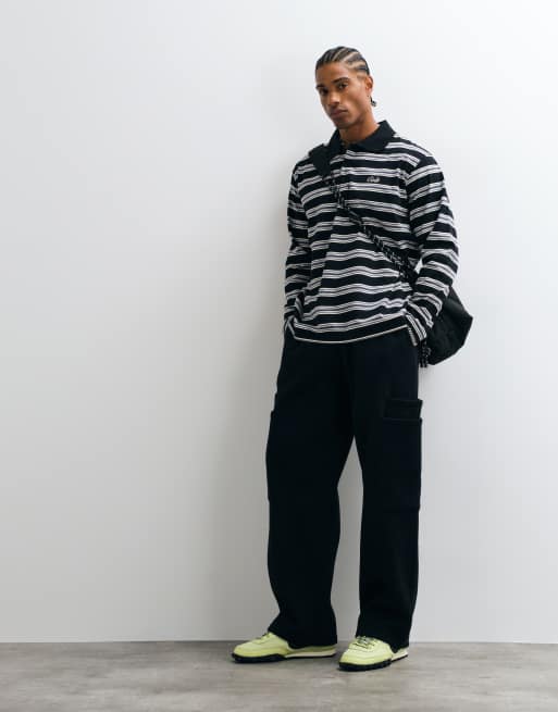 Colt long sleeve contrast collar striped rugby polo shirt in navy, 2 of 5