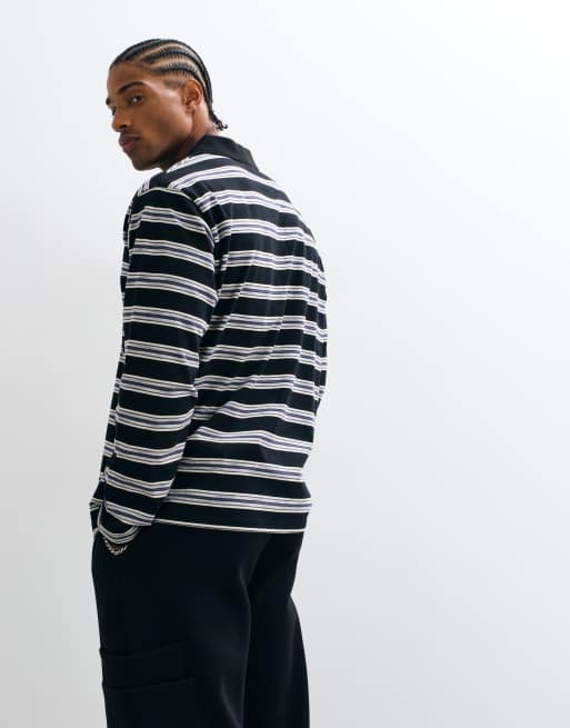 Colt long sleeve contrast collar striped rugby polo shirt in navy, 5 of 5