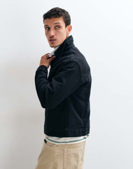 Colt premium boxy fit canvas fireman clasp jacket in black wash, 3 of 5