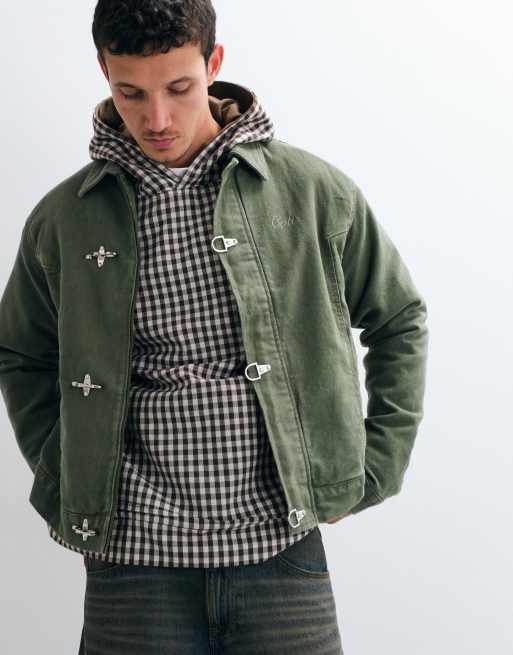 Colt premium boxy fit canvas fireman clasp jacket in khaki, 2 of 5