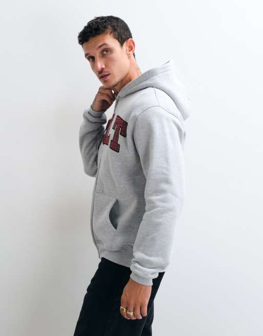 Colt regular fit arc logo zip through hoodie in light grey, 5 of 5