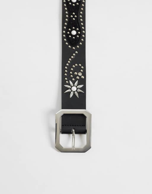 Colt rhinestone embellished belt in black multi, 3 of 3