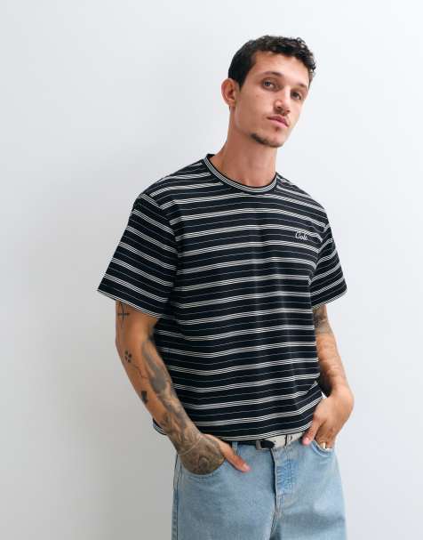 Colt sailor boxy fit logo t-shirt in black stripe - view 1