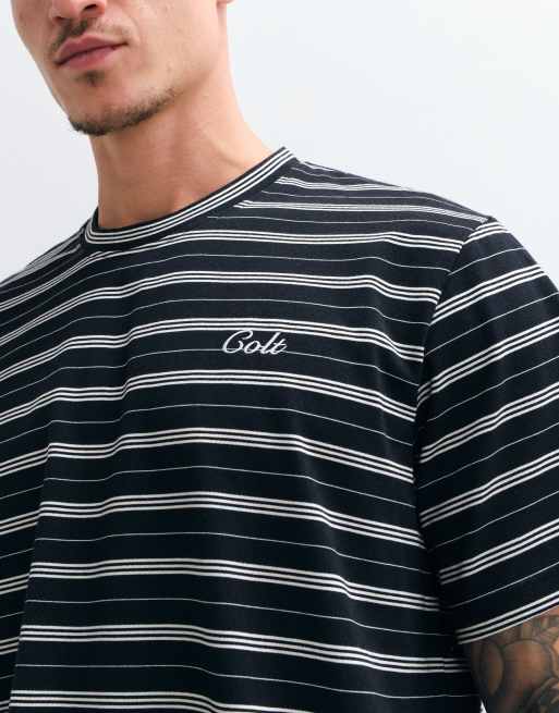 Colt sailor boxy fit logo t-shirt in black stripe, 2 of 5