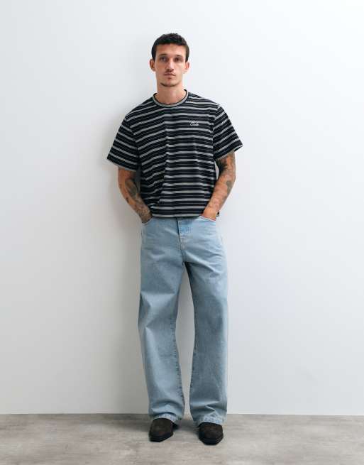 Colt sailor boxy fit logo t-shirt in black stripe, 4 of 5