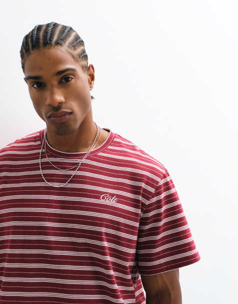Colt sailor boxy fit logo t-shirt in burgundy stripe - view 1