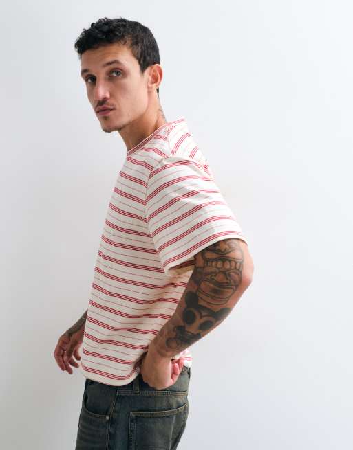 Colt sailor boxy fit t-shirt in ecru & red stripe, 2 of 5
