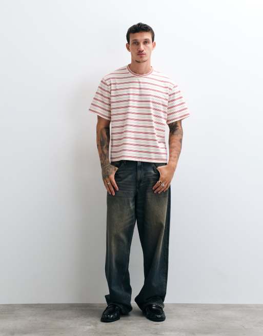 Colt sailor boxy fit t-shirt in ecru & red stripe, 3 of 5