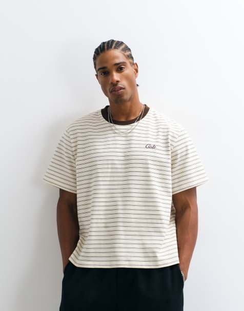 Colt sailor boxy-fit T-shirt met logo, taupe gestreept - view 1