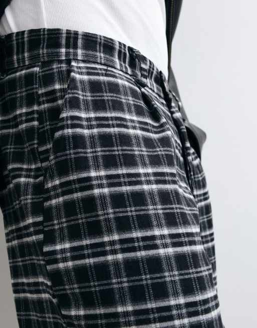 Colt tailored longline shorts in black & white plaid, 4 of 5