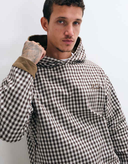 Colt twofold oversized reversible pull over hoodie in brown & gingham, 2 of 5