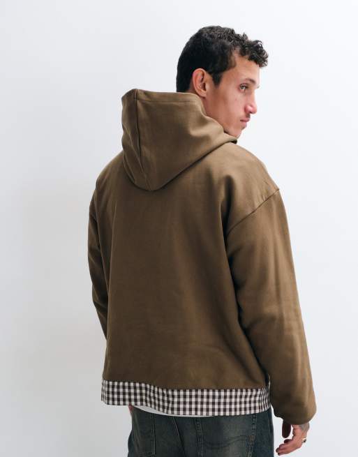 Colt twofold oversized reversible pull over hoodie in brown & gingham, 5 of 5