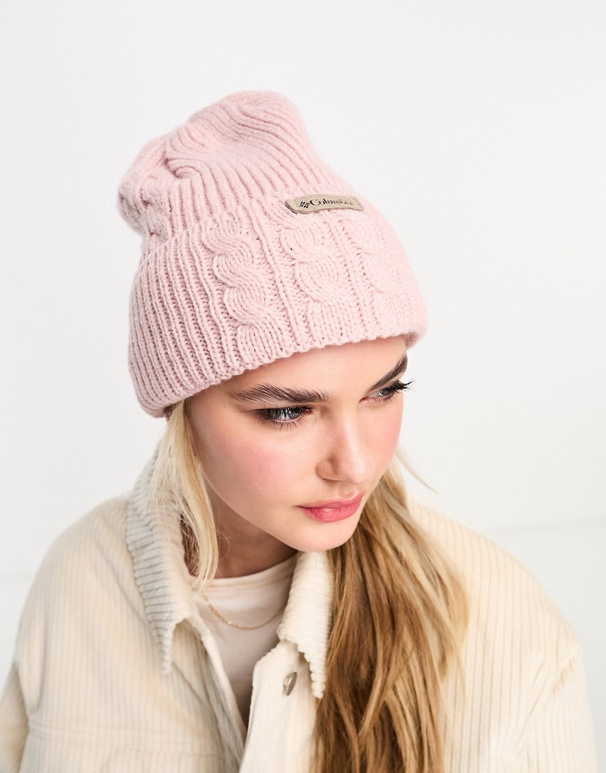 Columbia Agate Pass cable knit beanie in pink