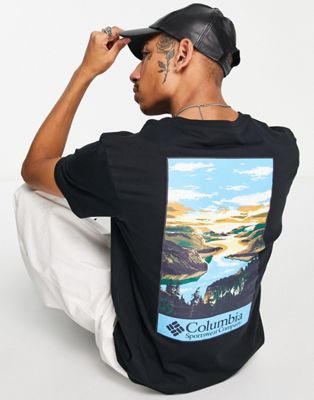 Columbia Alpine Way back print t-shirt in black Exclusive at ASOS