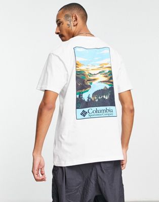Columbia Alpine Way back print t-shirt in white Exclusive at ASOS
