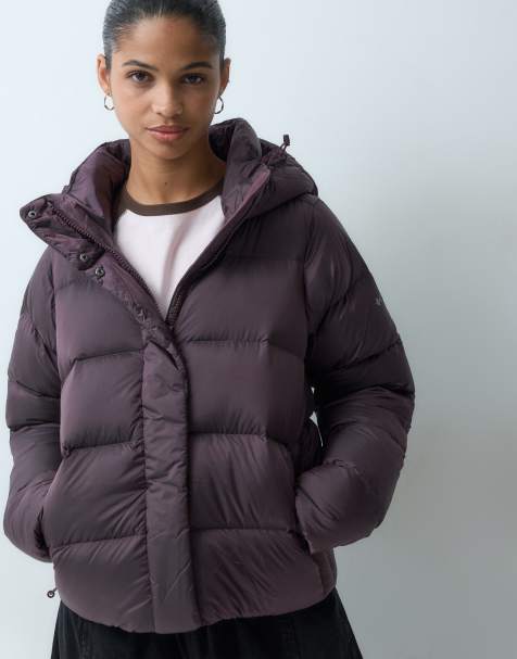 Columbia Amaze Puff hooded high shine jacket in plum - view 1