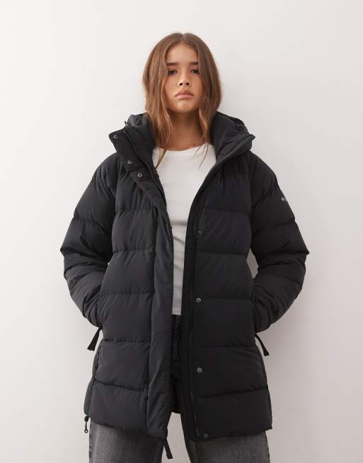 Columbia Amaze Puff mid hooded coat in black
