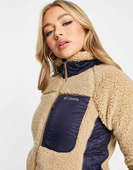 Columbia – Archer Ridge II – Beige/marinblå fleece med dragkedja