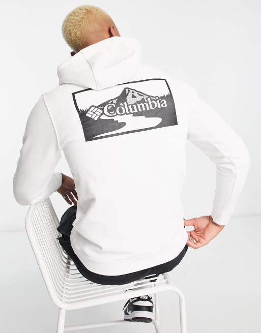 Columbia Asherton back print hoodie in white Exclusive at ASOS