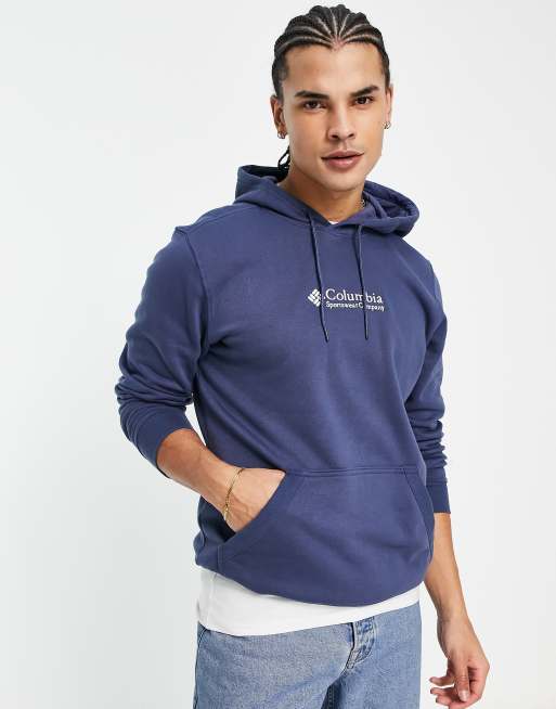 Columbia - Asherton - Felpa con cappuccio blu navy con stampa sul retro - In esclusiva per ASOS