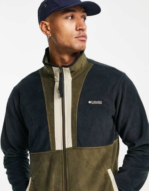 Columbia Back Bowl full zip fleece in black green ASOS