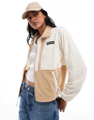 Back Bowl full zip fleece in cream-White