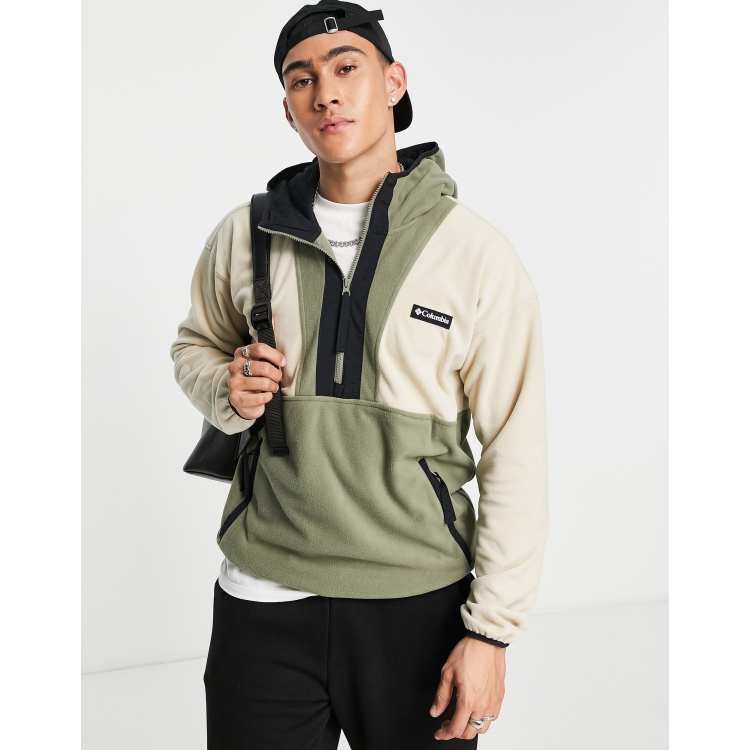 Columbia Backbowl Lite 1/2 zip fleece in brown/green ASOS