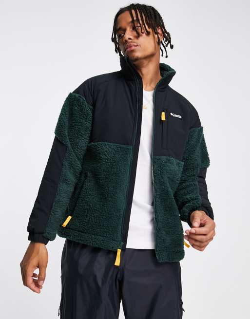 Columbia Ballistic Ridge full zip fleece jacket in green and black | ASOS