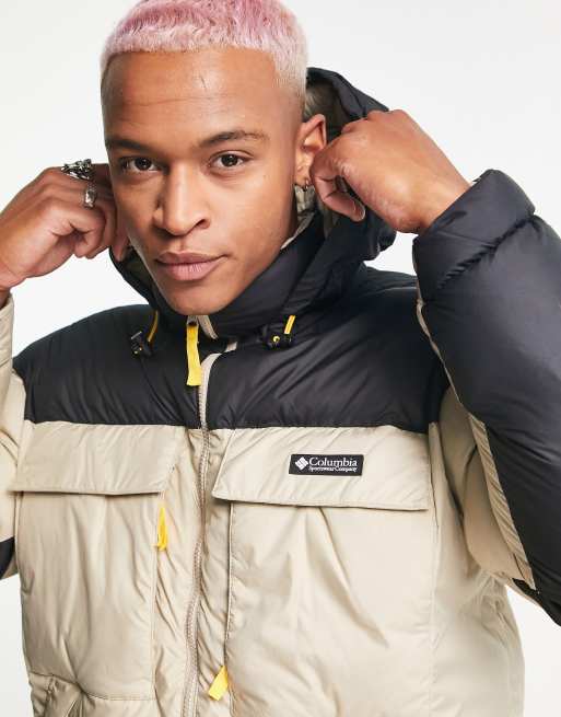 Columbia Ballistic Ridge Oversized Puffer jacket in stone and