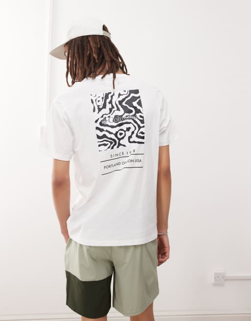 Columbia – Barton Spring – Kurzärmliges T-Shirt in Weiß mit Grafik