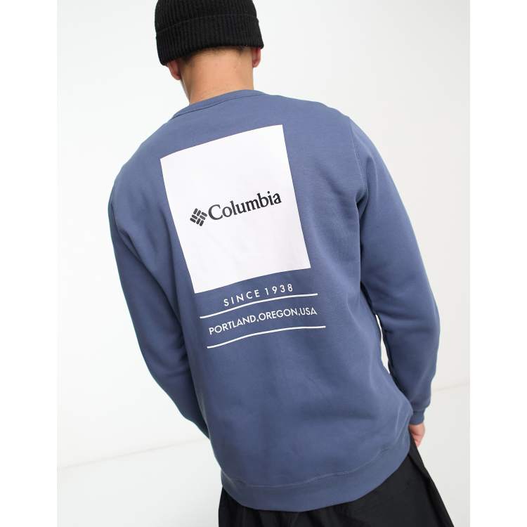 Columbia Barton Springs crew neck sweat in navy blue Exclusive at ASOS ASOS