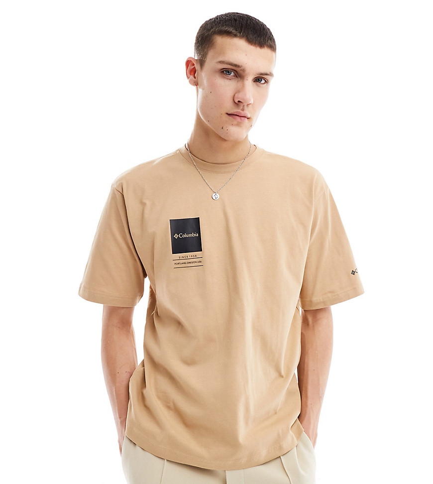 Columbia Barton Springs II oversized t-shirt in beige Exclusive at ASOS-Neutral