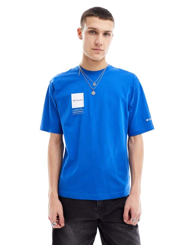 Columbia - barton springs ii oversized t-shirt in blue exclusive at asos