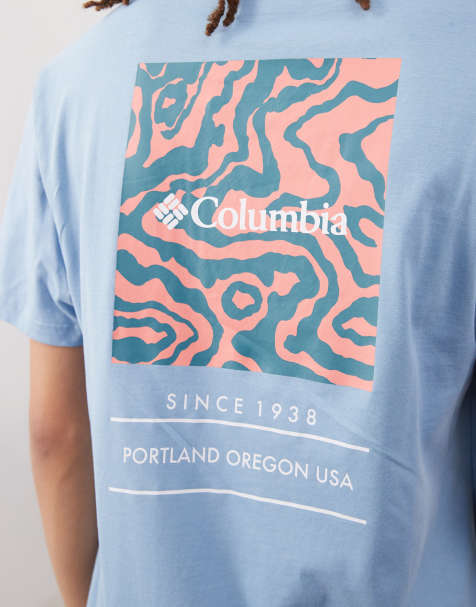 Columbia – Barton Springs – Niebieski T-shirt z krótkim rękawem i grafiką - view 1