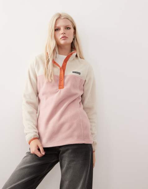 Columbia Benton Springs 1/2 snap pull over fleece in beige and pink - view 1